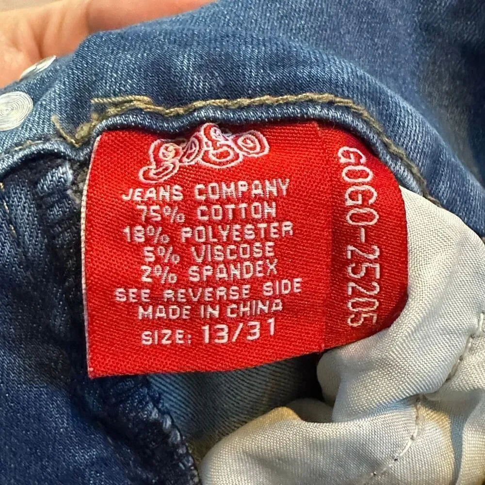 Gogo Jeans High Waisted Denim Blue Jean Shorts | Junior Size 13